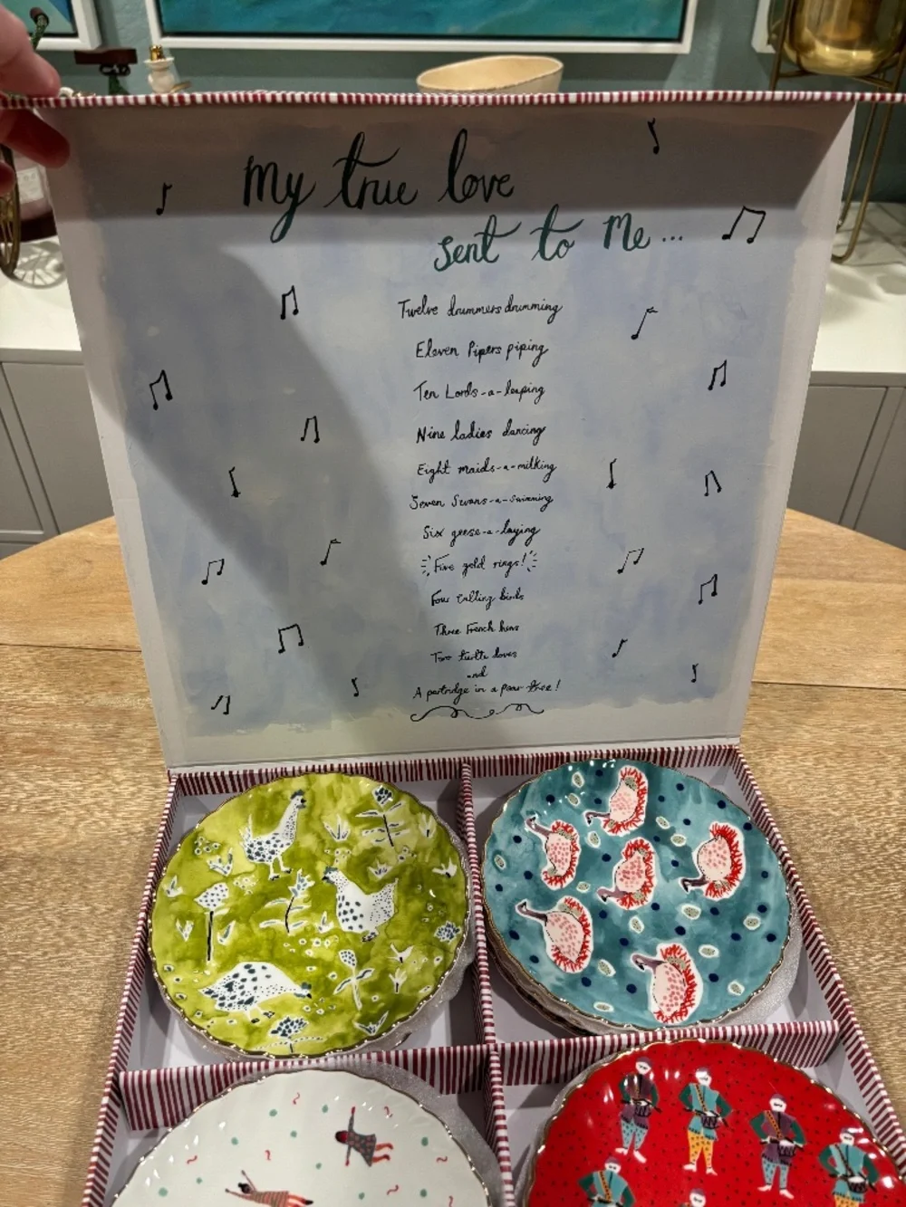 MINT New Anthropologie 12 Days of Christmas Canape Plate Set of 12 In Box 2018